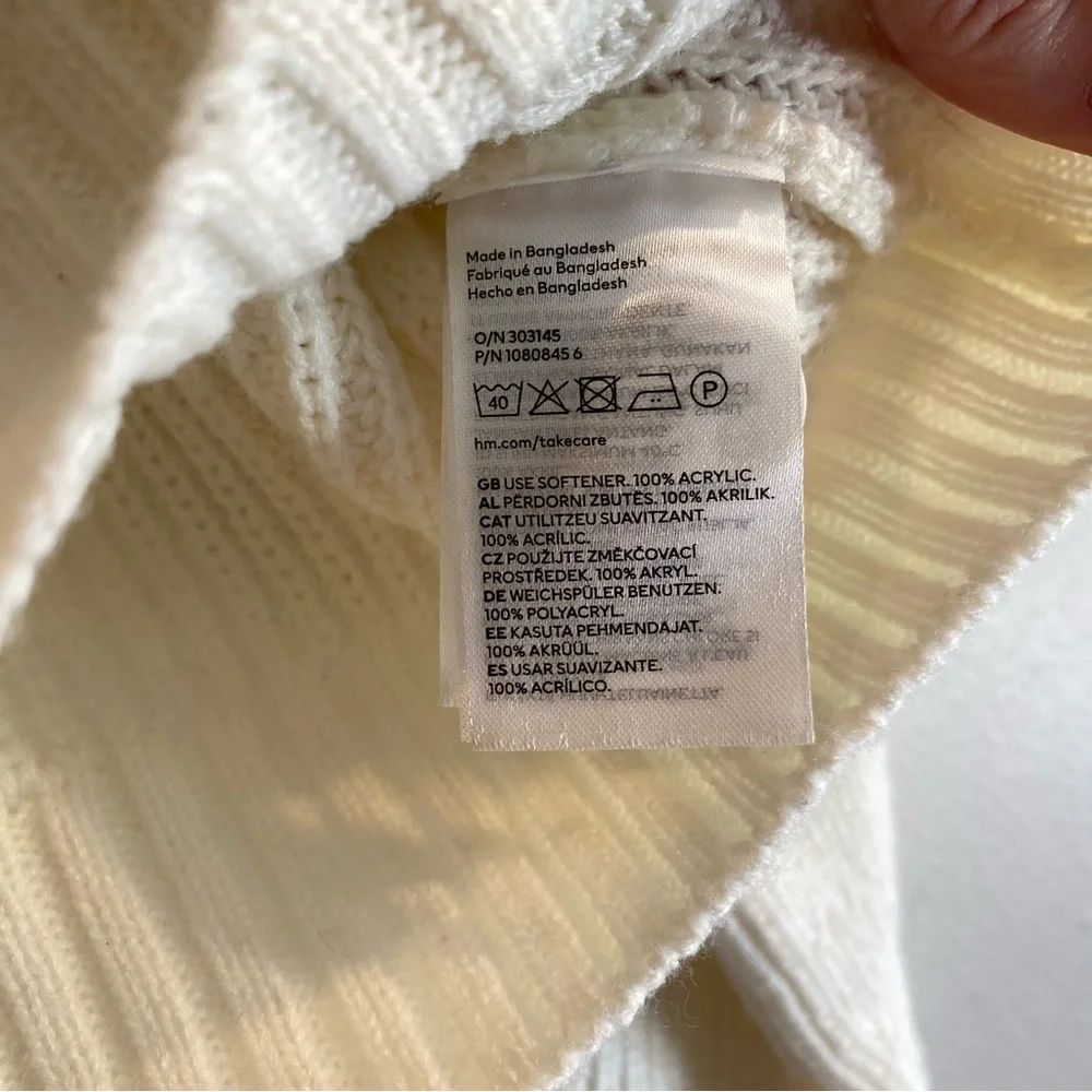 Cream Cropped Cable-Knit V-Neck Cardigan Sweater Size S neutral Cozycore - Picture 6 of 9